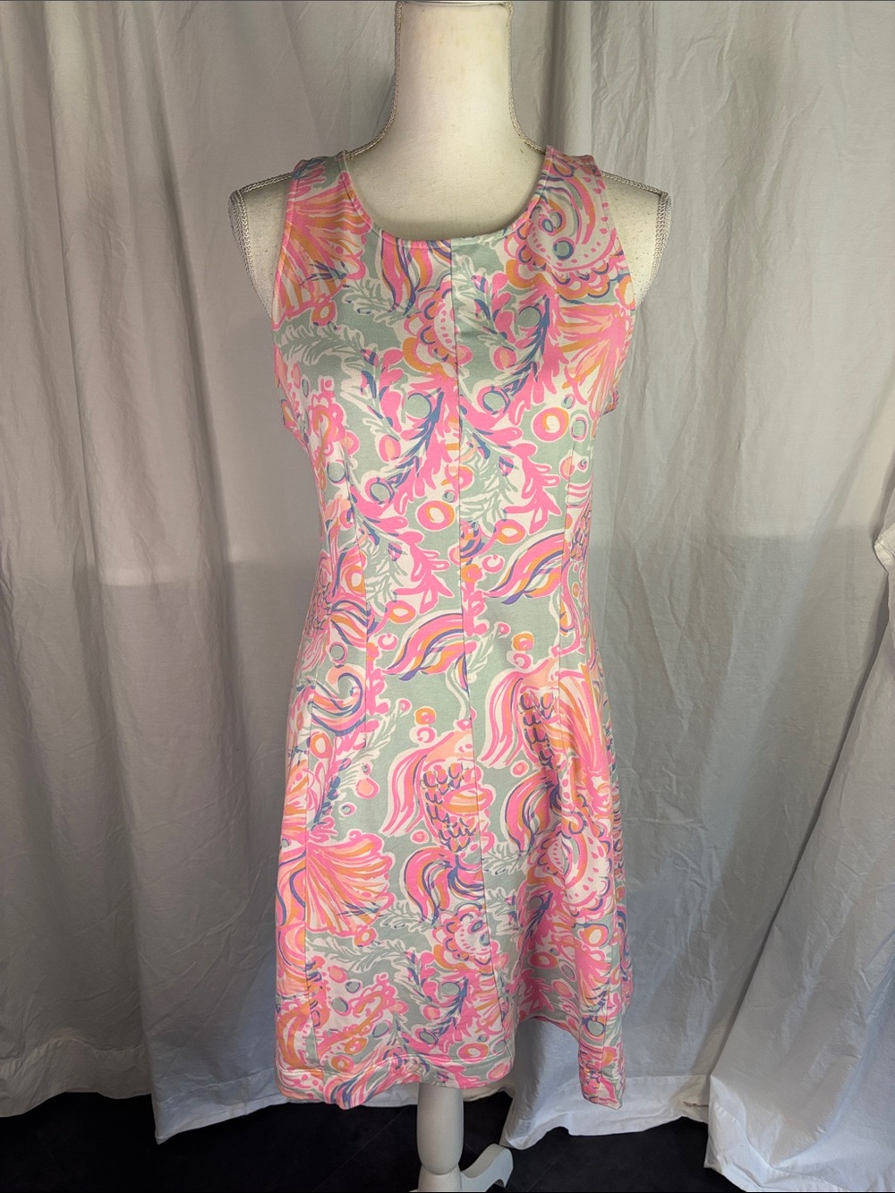 Lilly Pulitzer Pink & Mint Floral Sleeveless Midi Dress (104)